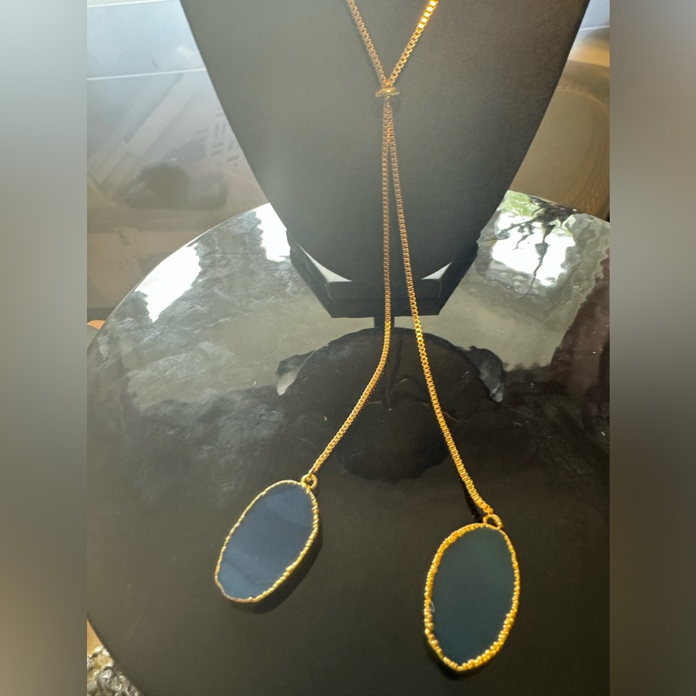 Vtg Bolo Gold/Glass necklace - Picture 2 of 5